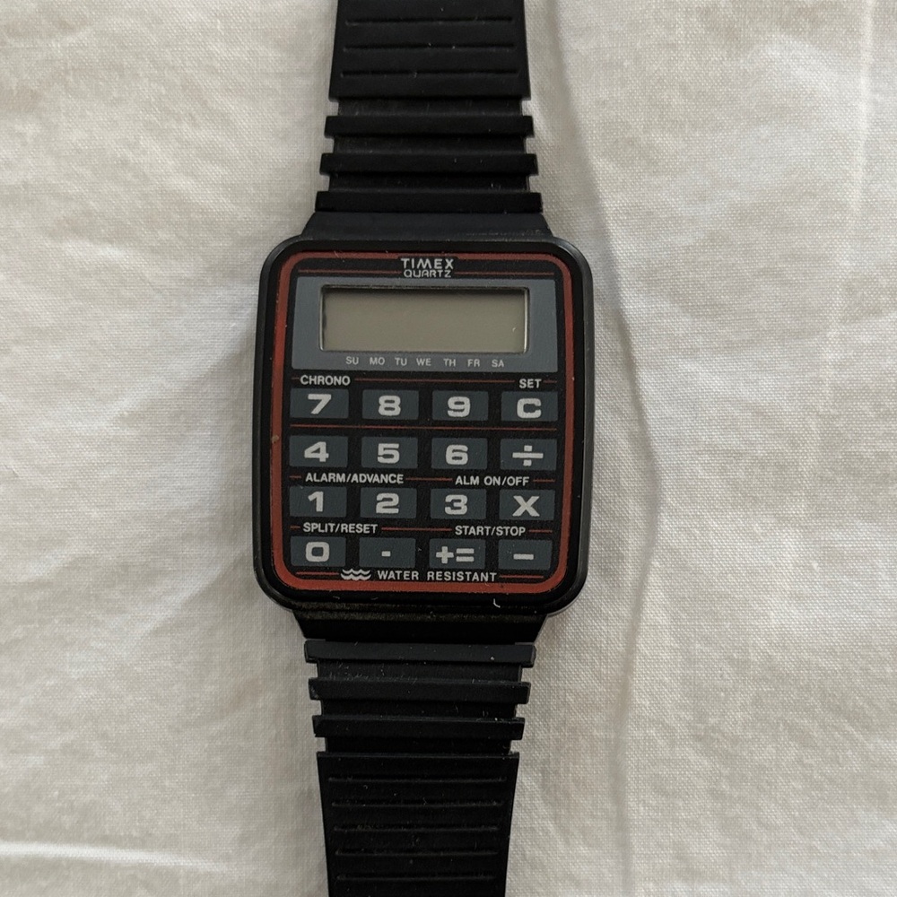 Timex Black Digital Calculator Watch - Vintage circa 1988